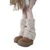 Damen-Pelz-Beinwärmer, Winter, pelzig, lange Stiefelmanschetten, flauschiger Schuhüberzug, Partykostüm für Urlaub, Festival, Auftritte, Spielen