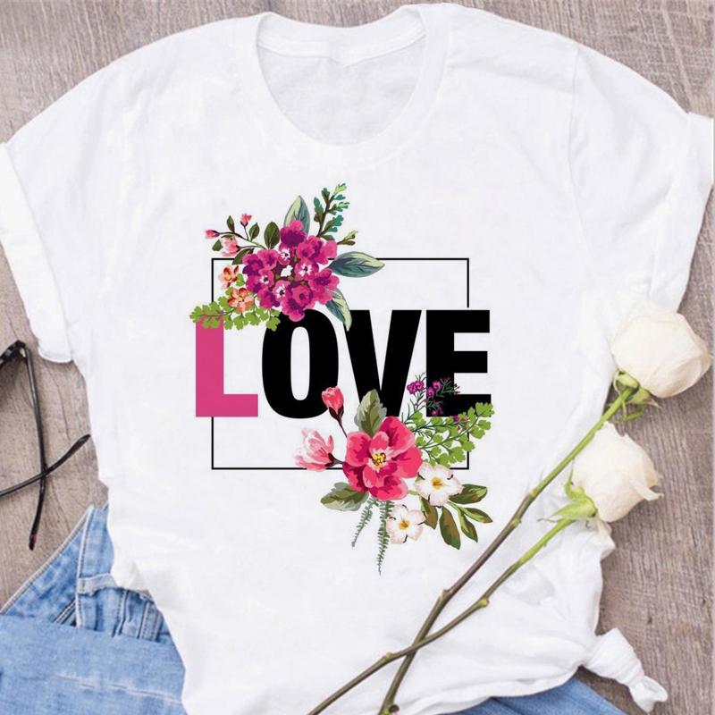 New Women T Shirt Gold Letter Love Print T Shirt Female Short Sleeve Tops Tee 90s Girls Black T-shirt Women Casual Tee Shirts