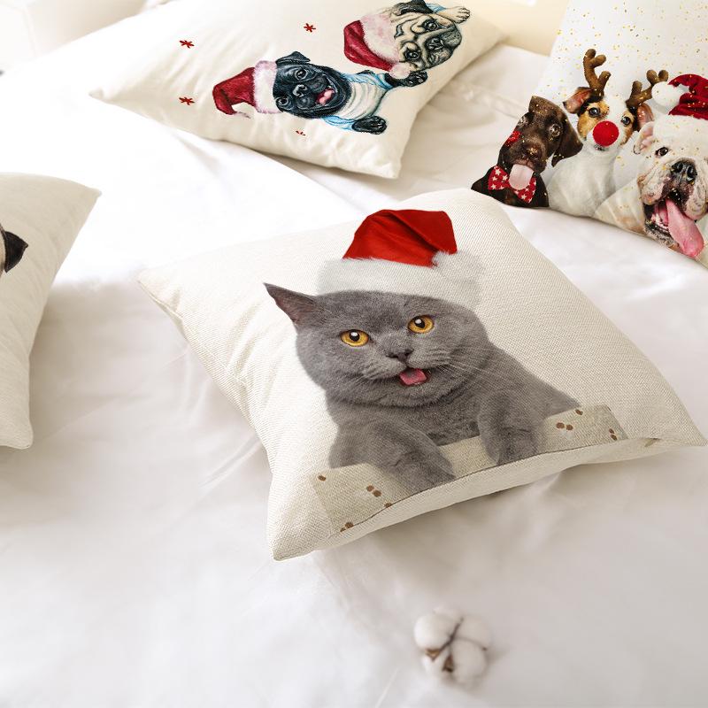 Nordic Polyester Pillow Cover New Christmas Cushion Cover Cartoon Print Series Pillow Cover Home