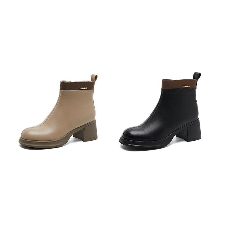 Versatile leather Martin boots women's high-heeled Chelsea boots slim platform short boots 2025 new slim boots