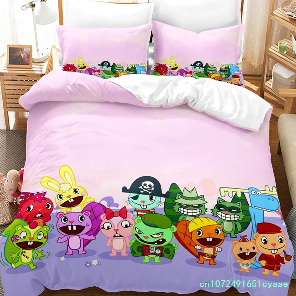 Happy Tree Friends Постельное белье Single Twin Full Queen King Size Bed Set Aldult Kid Bedroom Duvetcover Sets Anime