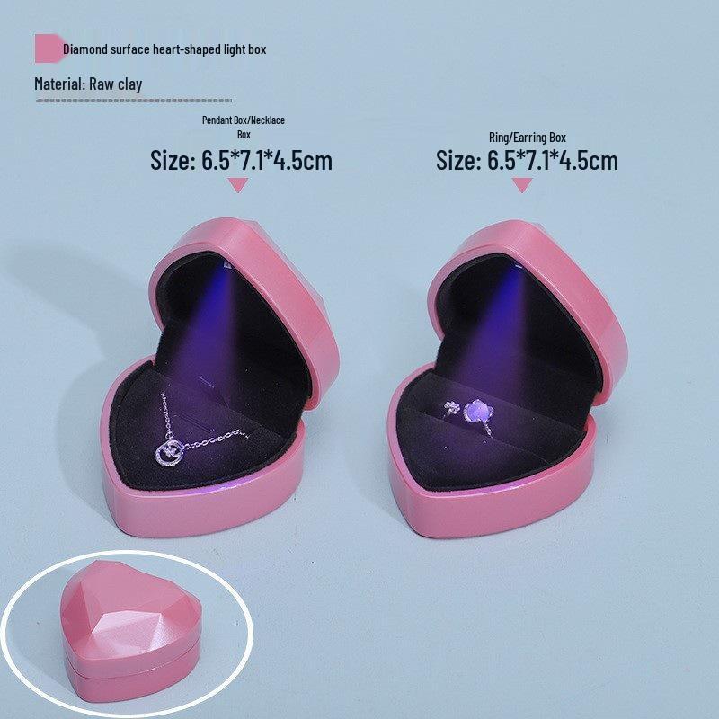 Heart-shaped LED Jewelry Box for Rings and Necklaces