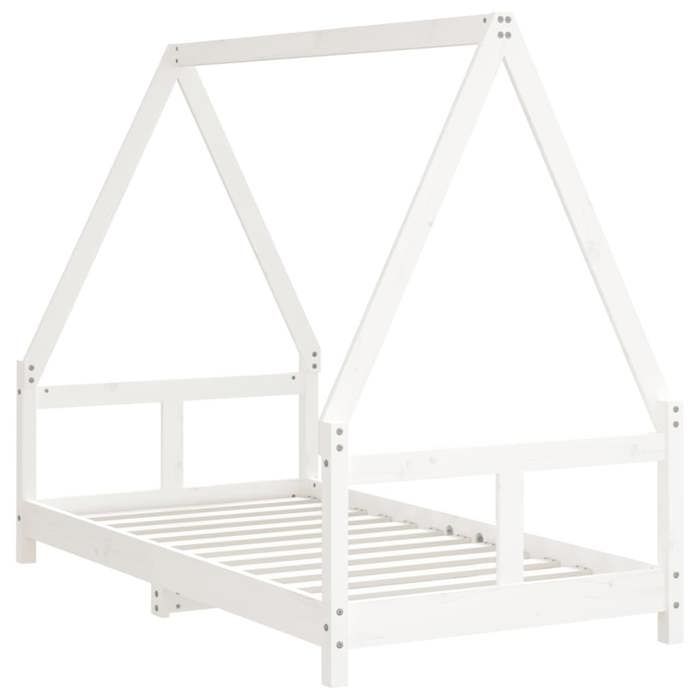 VidaXL Cadre de Lit pour Enfants, Lit Simple avec Sommier à Lattes, Meuble de Chambre à Coucher, Scandinave, Blanc 80x160 cm 834460