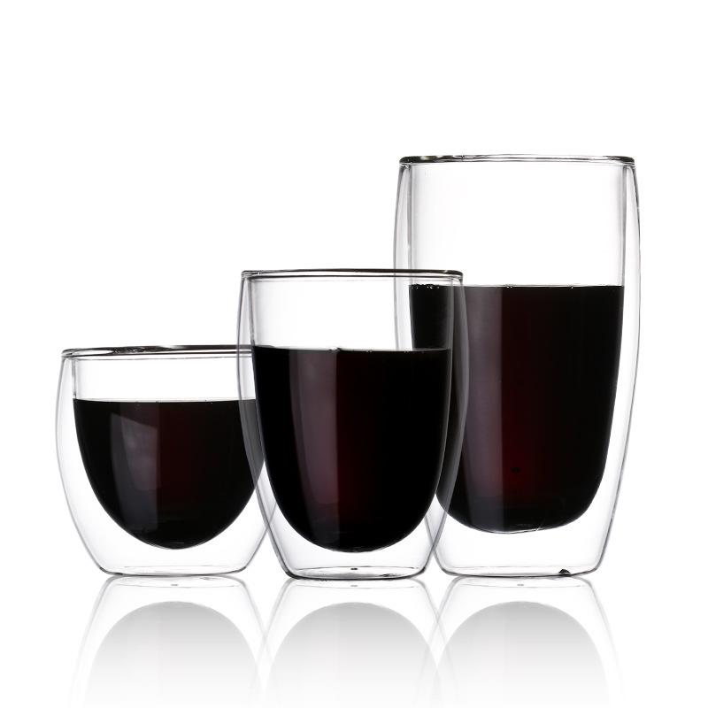 Transparente doppelwandige Borosilikatglastasse für Tee, Milch, Saft oder Kaffee - Modisches und minimalistisches Design