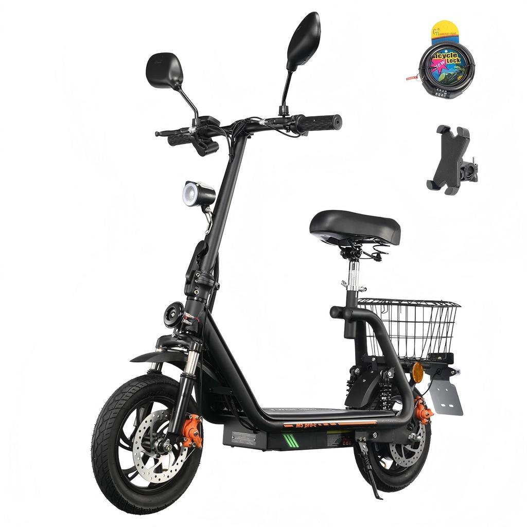 Electric Scooter with Seat TWOFISH M5 PRO-E 12" Tires 500W Motor 48V13Ah Battery 40km/h Max Speed 30km Max Range EEC Certified