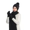 Women Winter Knitted Hat with Faux Fur Pom Pom Ball