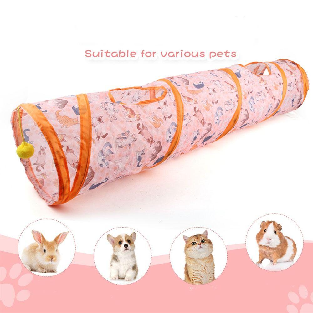 Printed Cat Play Tunnel Foldable Cat Channel Universal Cat Tent Nest  Interactive  Fun Toy