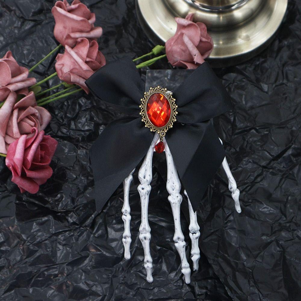 Gothic Skeleton Hand Hairpin Bowknot Halloween Headwear Punk Ghost Claw Hair Clip  Girls