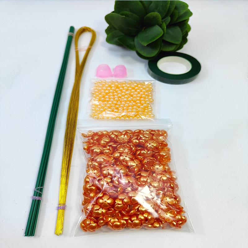 Osmanthus DIY Bouquet Kit: Leaf, Petal, Loose Beads, String, and Flower Weaving Materials