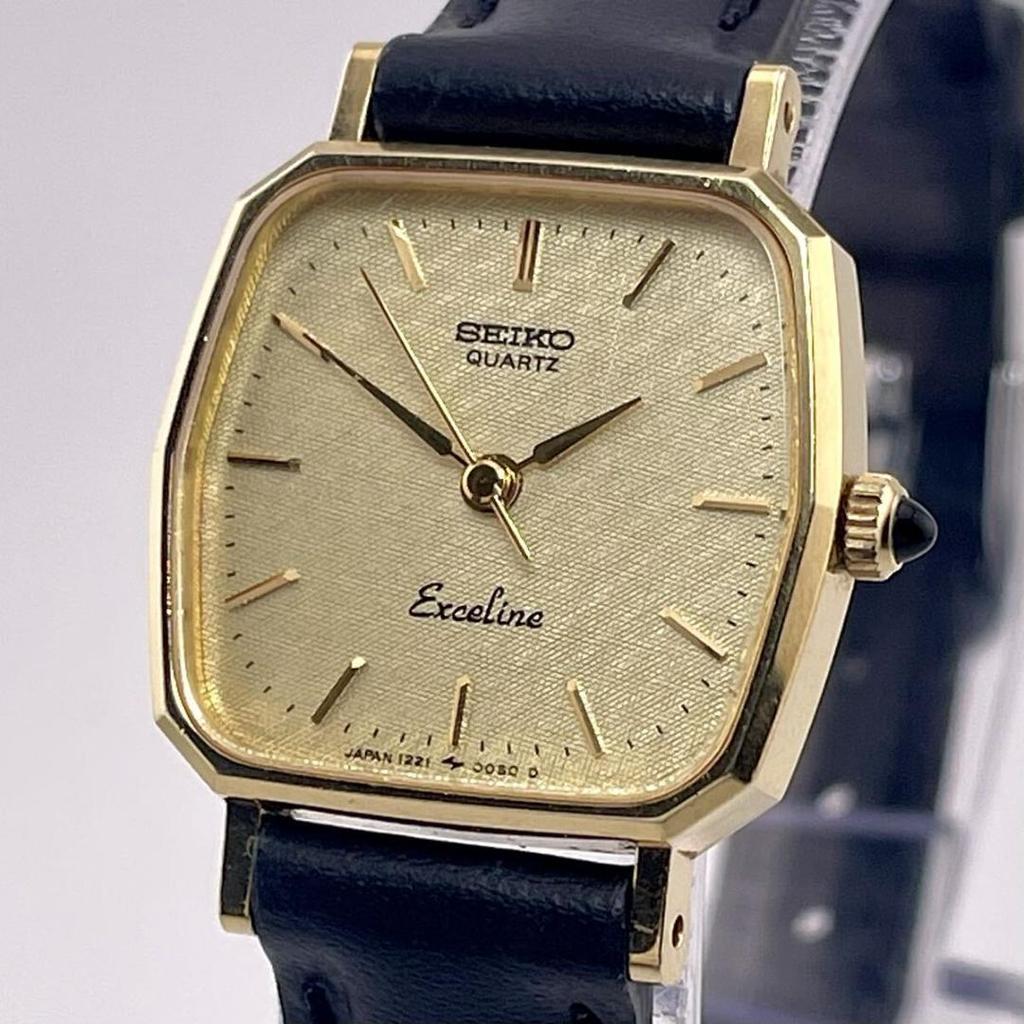 [USED] Battery/Band/Operating Seiko Exceline Guilloche Gold Watch