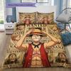 One Piece Muster Bettwäsche Steppdecke Set Bettbezug Kissenbezug Zuhause Geburtstagsgeschenk(1 Bettbezug + 2 Kissenbezüge, ohne Füllung)