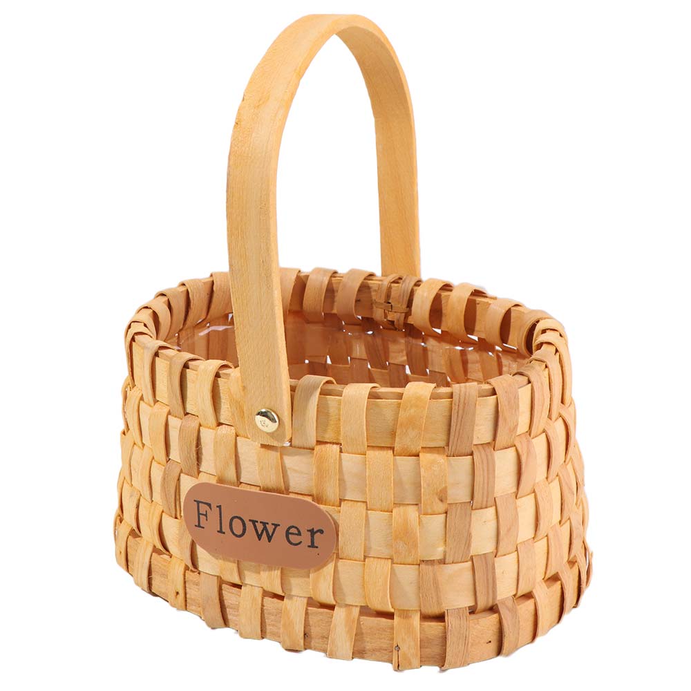 Rustic Style Handwoven Flower Basket with Handle Serving Basket Organizer Basket Handmade Picnic Basket Flower Arrangement