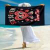 1PC Custom Name Heart Glasses Text Beach Towel Highly Absorbent And Sand-Resistant Towel for Swimming, Pool, Yoga, And Travel Lightweight