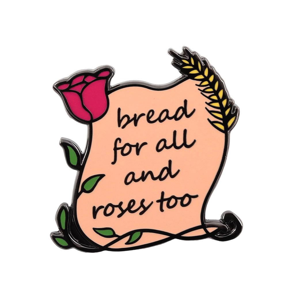 

English Quotes Rose Wheat Ear Enamel Brooch: Creative Badge for Bags, Clothing, Hats