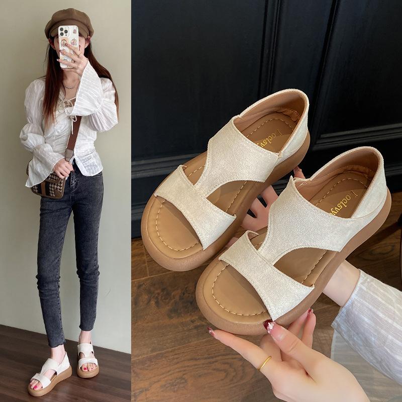 Große Größe Damen Sommer rutschfeste römische flache leichte Sandalen Damen