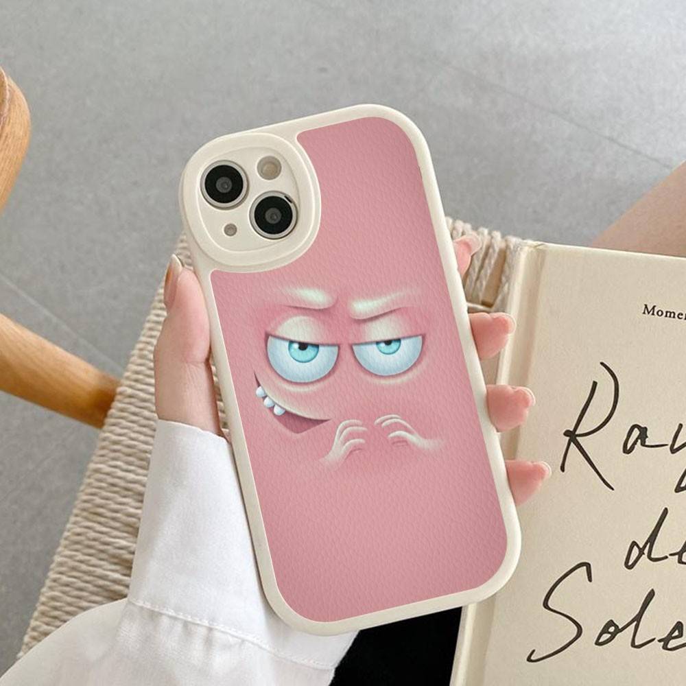 3D Funny Face Phone Case For IPhone 16 15 14 13 12 11 Pro Max Plus Leather Cover