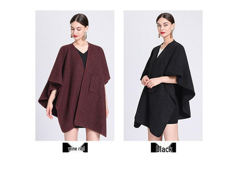 European & American Autumn/Winter Fashion Shawl Cape: Plus Size Knitted Cardigan Cloak for Women