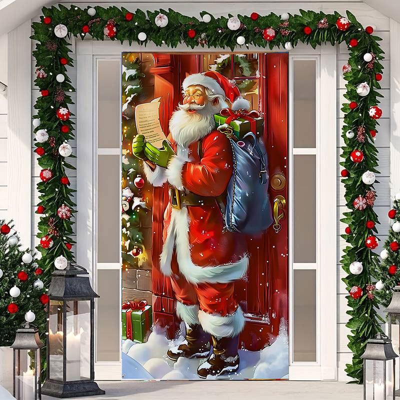 Christmas Cartoon Door Cover Sticker for Home Party Backdrop