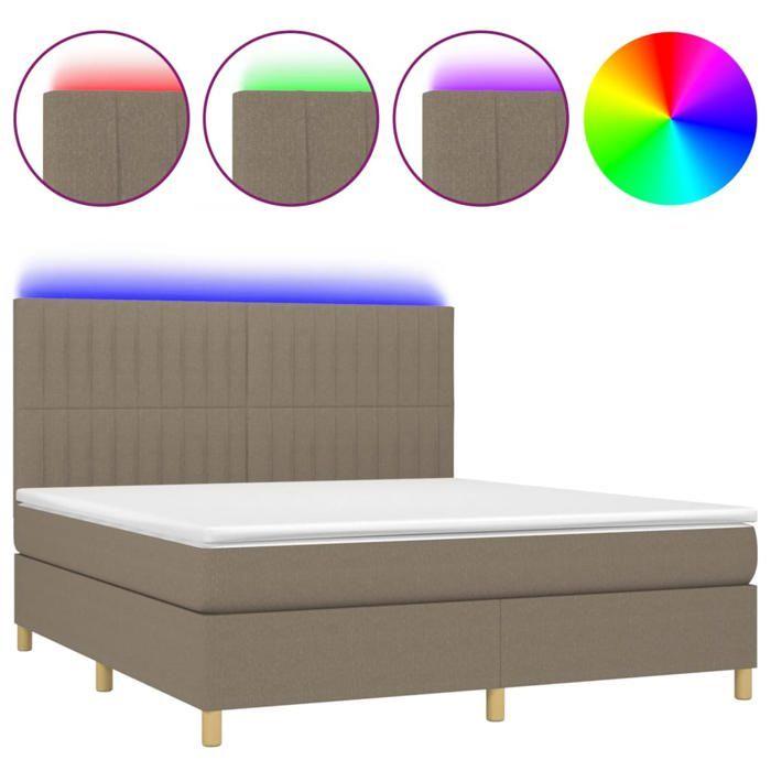 VidaXL Slatted Bed Base with Mattress and LED, Upholstered Bed, Double Bed, Adult Bed for Interior Bedroom, 3135617