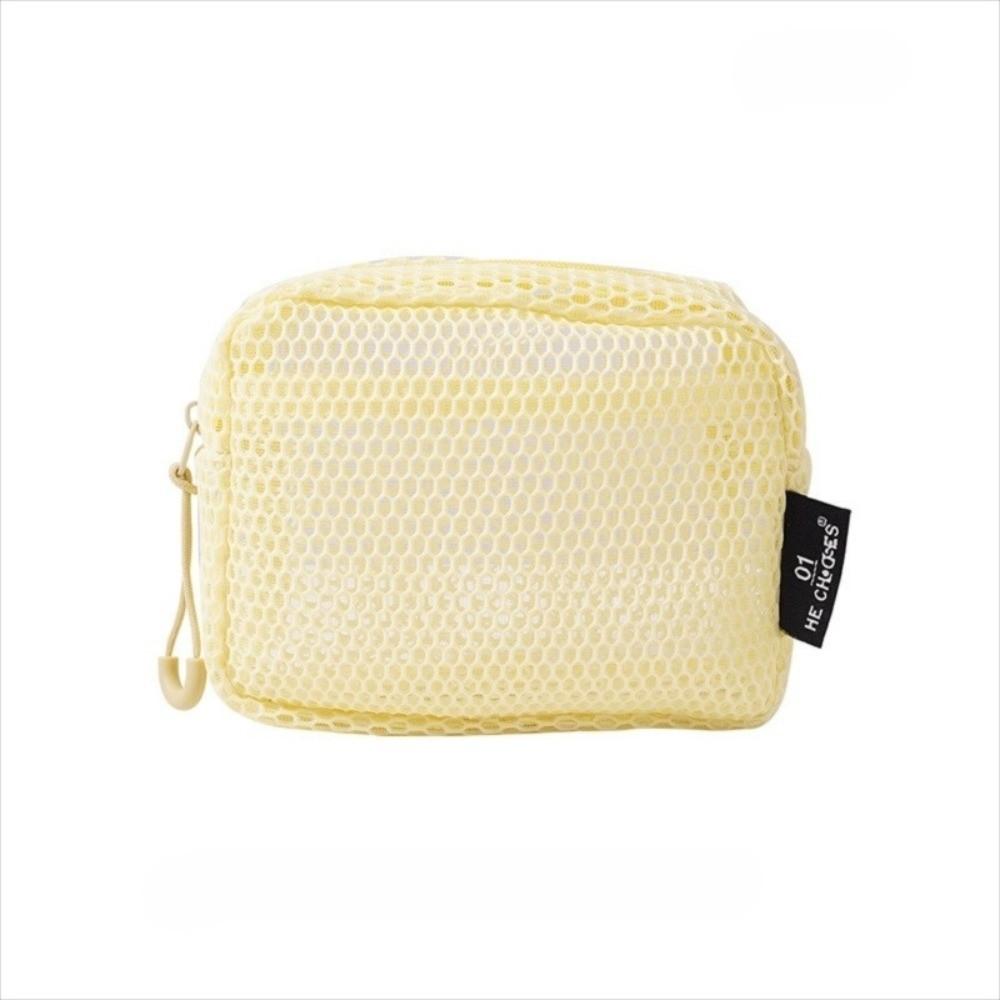 

Mesh Cosmetic Bag Candy Color Zipper Coin Purse Portable Lipstick Key Storage Pouch Style 1-Yellow