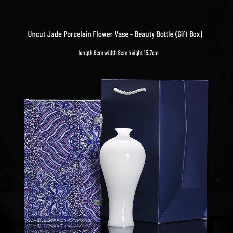 Icy Jade Porcelain Vase - High-End Decorative Flower Ornament with Gift Box