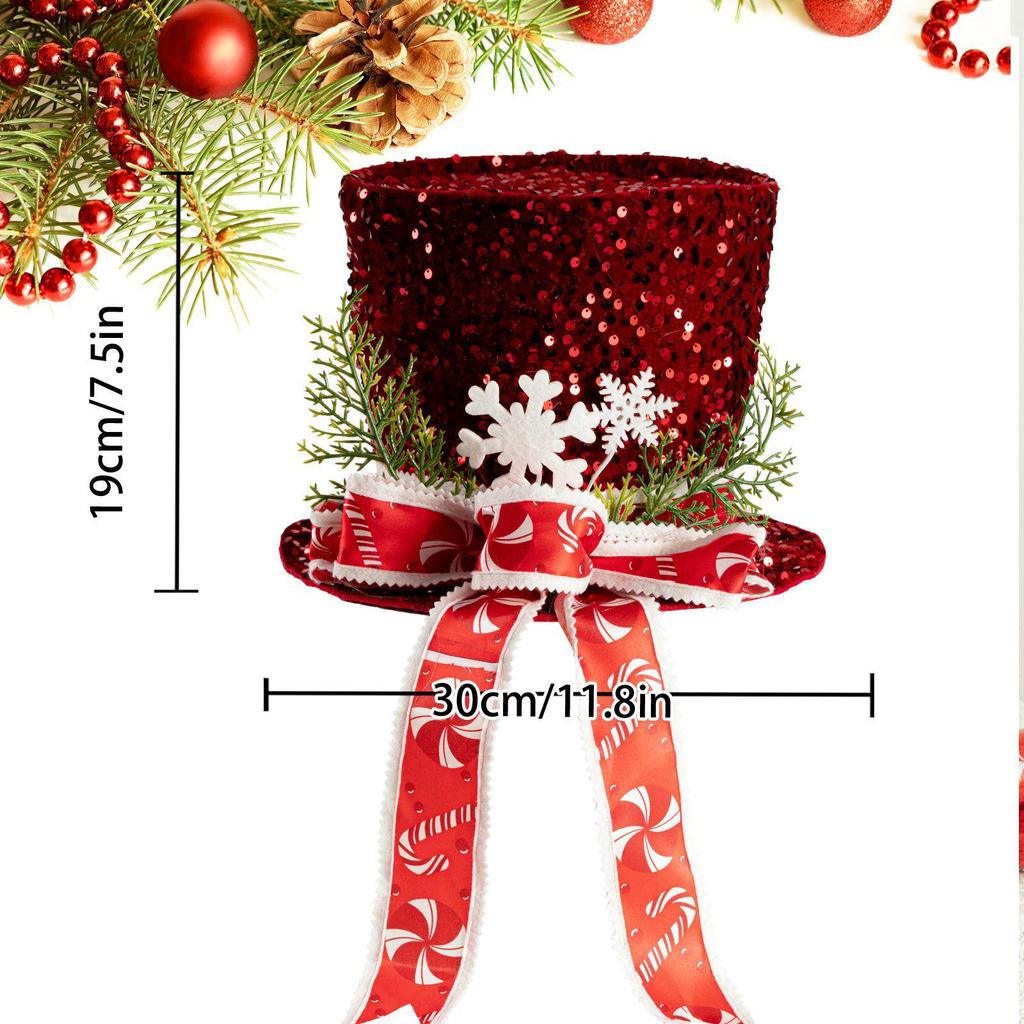Retro Christmas Star Tree Topper Hat with Ribbons and Sequins
