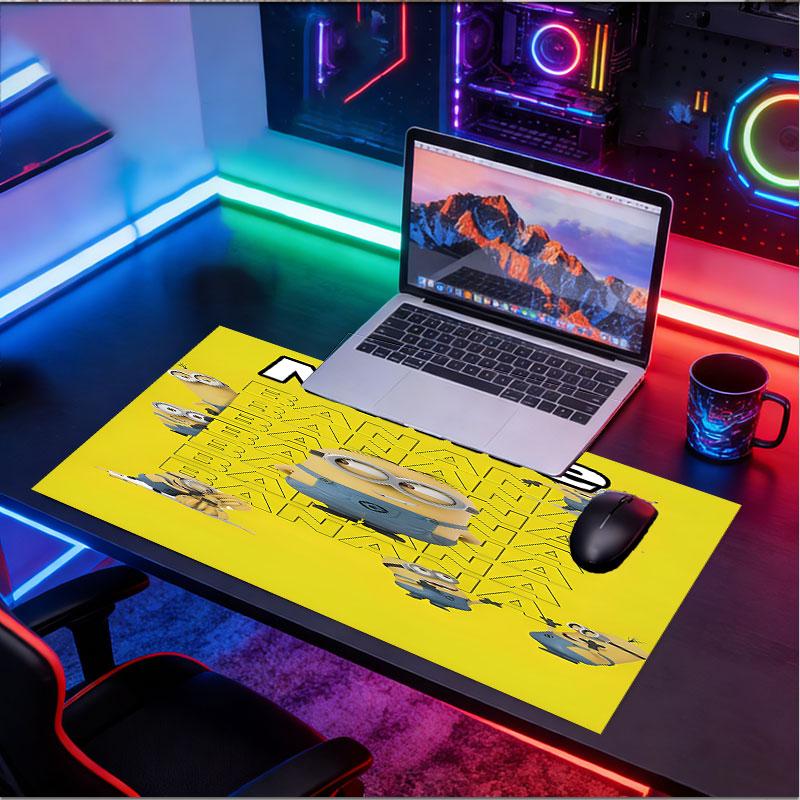 Custom Name Personalized Minions Pattern Mousepad, Laptop PC Desk Mat, Decorative Desk Mat for Home Keyboard Pad Gift