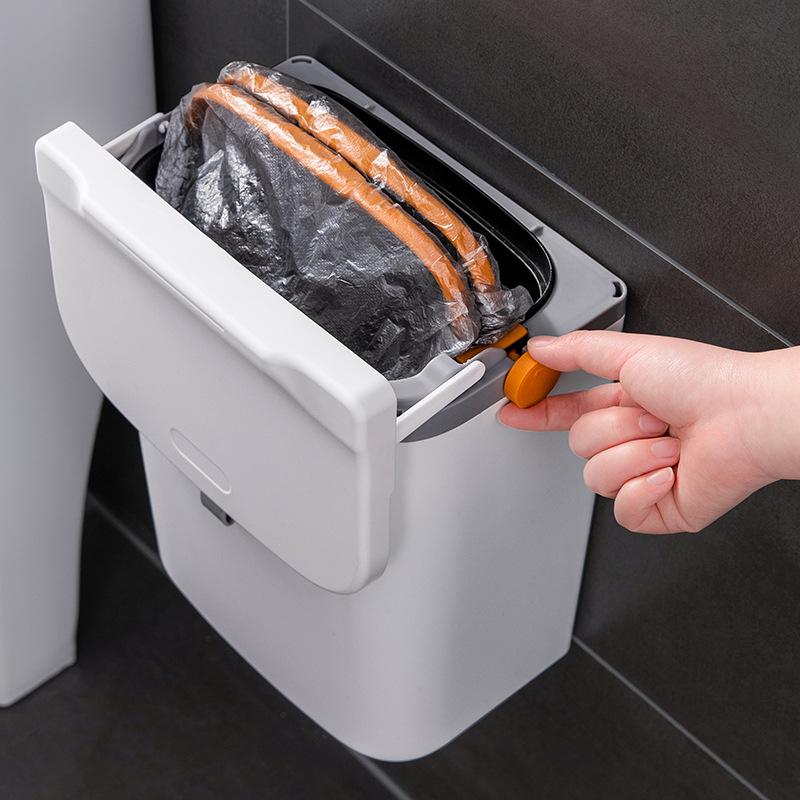 Ścienny Kosz na Śmieci do Łazienki z Pokrywką, Duża Pojemność do Przechowywania Odpadów z Kuchni i Papieru Toaletowego