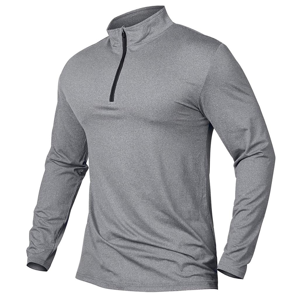 Men'S Active Sports Shirts Soild Quarter Zip Long Sleeve Running Pullover Tops Outdoor Sweatshirt Summer Breathable Shirt