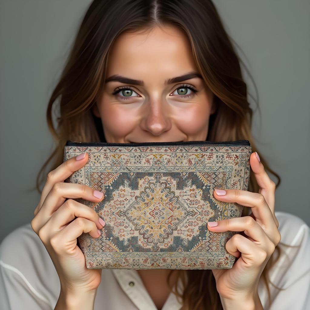 New Creative Pattern Zipper Storage Bag Printed Fine Hemp Cloth Bag Women's Multi Functional Makeup Bag