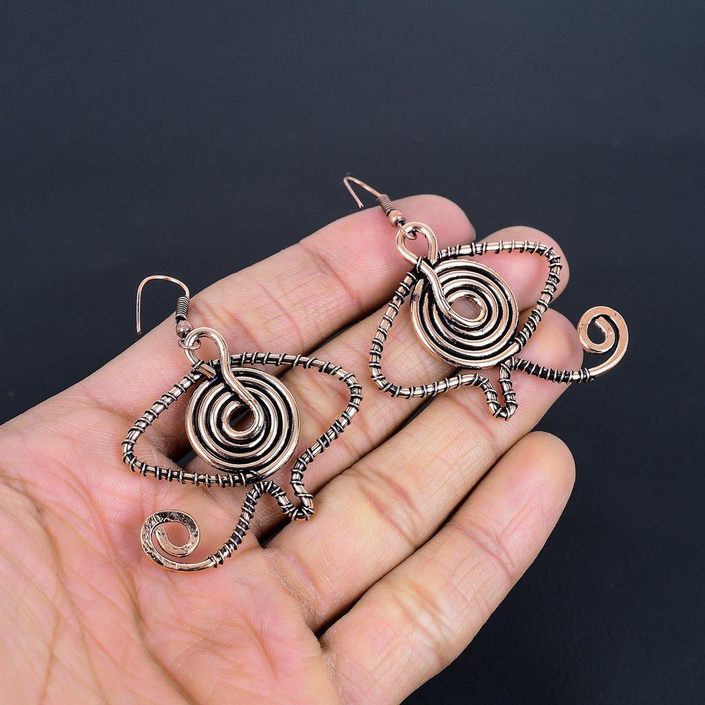 Designer Copper Earrings, Handmade Gemstone Earrings Jewelry, Gifts For Wife Brand New Earrings