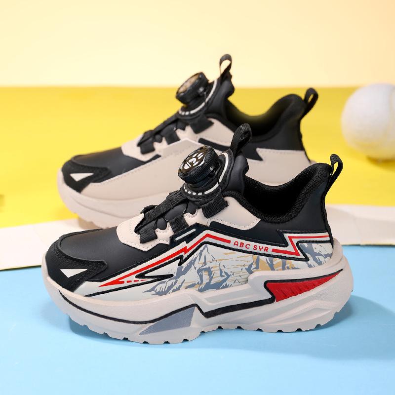 2025 Boys' Waterproof Leather Running Shoes - Non-slip, Trendy Autumn/Winter Style for Kids