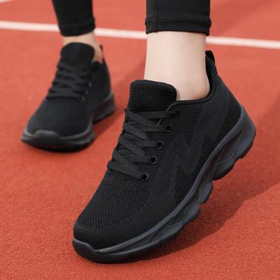 Zapatos negros antideslizantes para mujer, zapatos deportivos ligeros antideslizantes para correr, transpirables, casuales, para viajar, cómodos