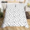 Skull Bedding Duvet Cover Set, White and Black Boho Gothic Skull Skeleton Bones Theme Bed Comforter Cover for Adults Decor