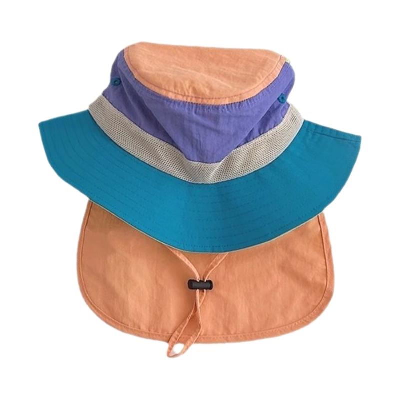 Toddlers Bucket Hat with Neck Flap Quick Drying Outdoor Hot Day Spring Foldable Fisherman Hat Sunproof for Children