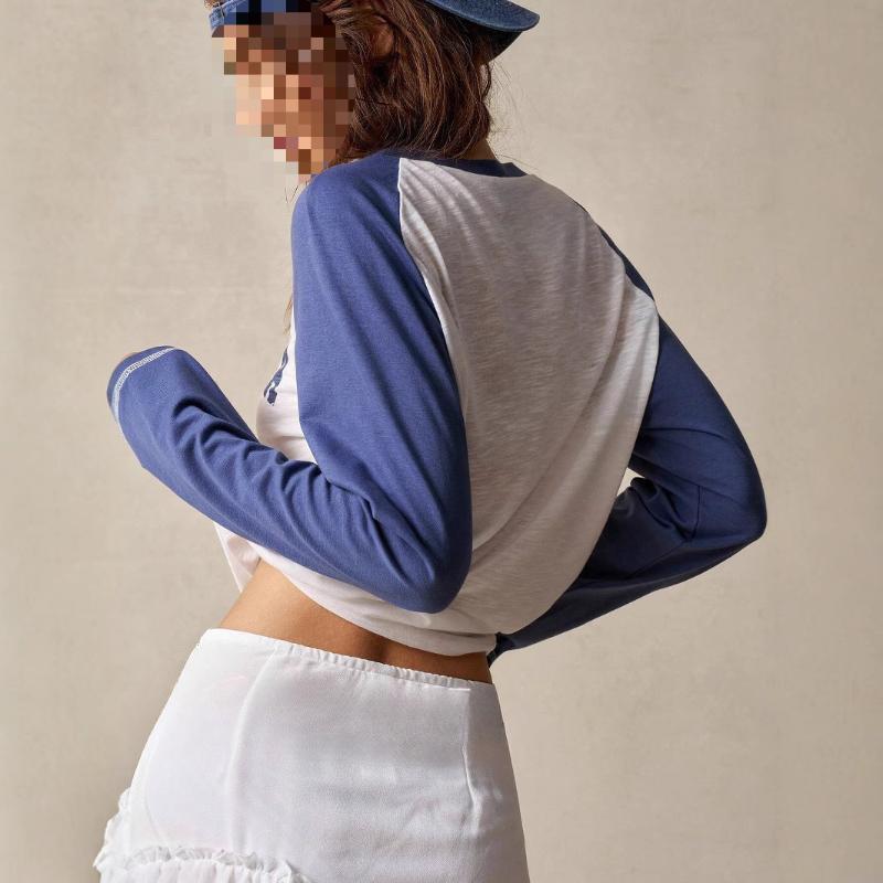 Früher Herbst Europäischer und Amerikanischer langärmliger Slim-Fit Freizeit-Top