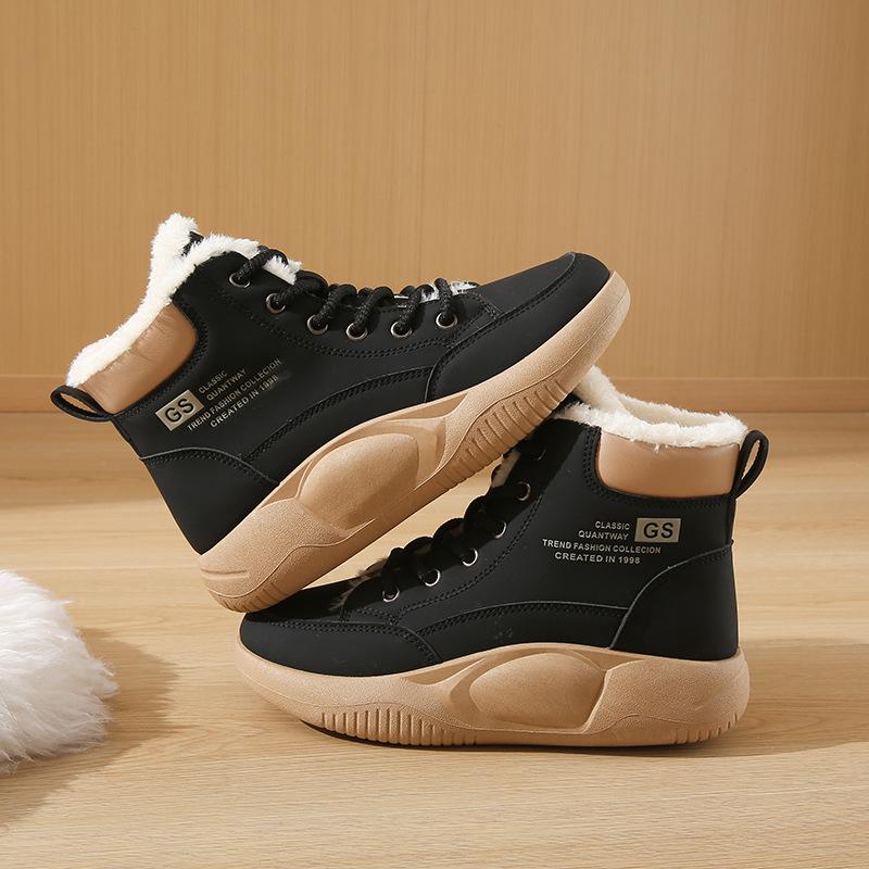 

2025 зима новая инс корейская версия высоких бархатных ботинок Мартин для студенток толстая подошва повседневная теплая уличная обувь 5867 35