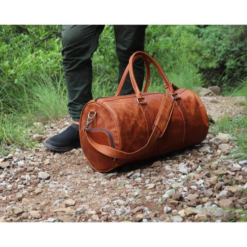 Handmade Large Leather Duffel Bag-Genuine Buffalo Leather Weekender Duffle Bag-Luxury Men's Duffle-Overnight Shoulder Bag
