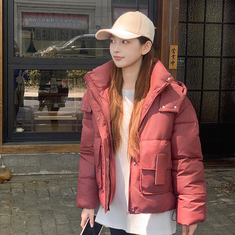 

Свободная теплая хлопковая куртка с капюшоном женская короткая 2025 зима корейская версия хлопковая одежда женская куртка-пуховик XXL