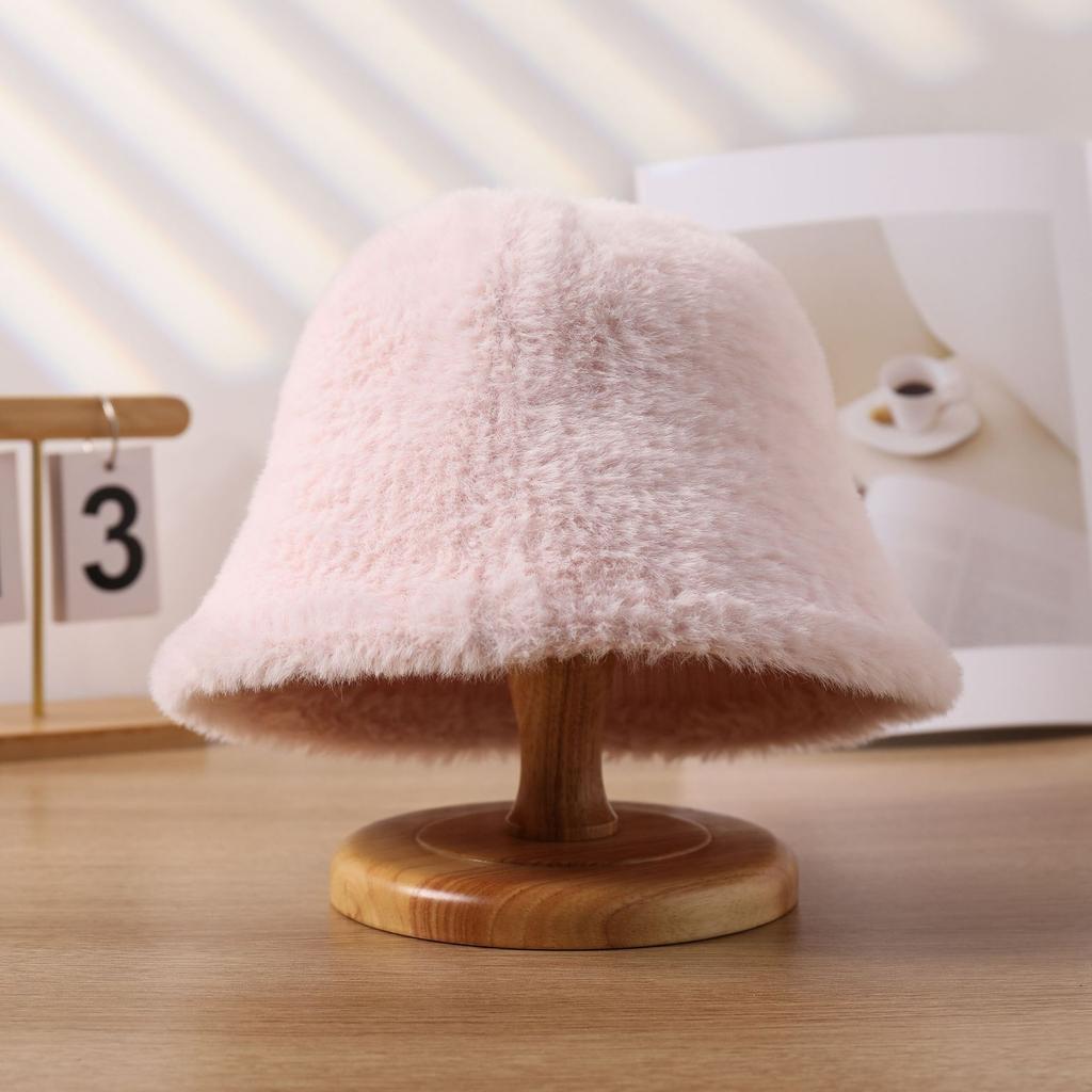 Pălărie de iarnă pentru femei, nouă, pălărie bucket de pluș, caldă, la modă, imitație nurcă, pălărie bucket versatilă