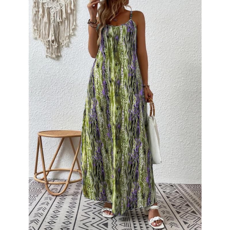 Spring and Summer European and American Women's Women's Printed Sling Dress Women