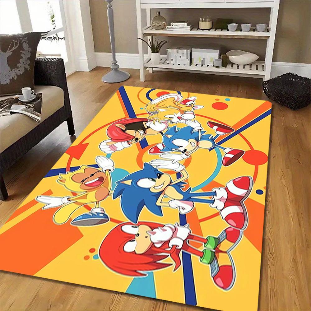 Sonic The Hedgehog Group Decoration,Carpet,Living Room,Bedroom, Non-slip,Square rug