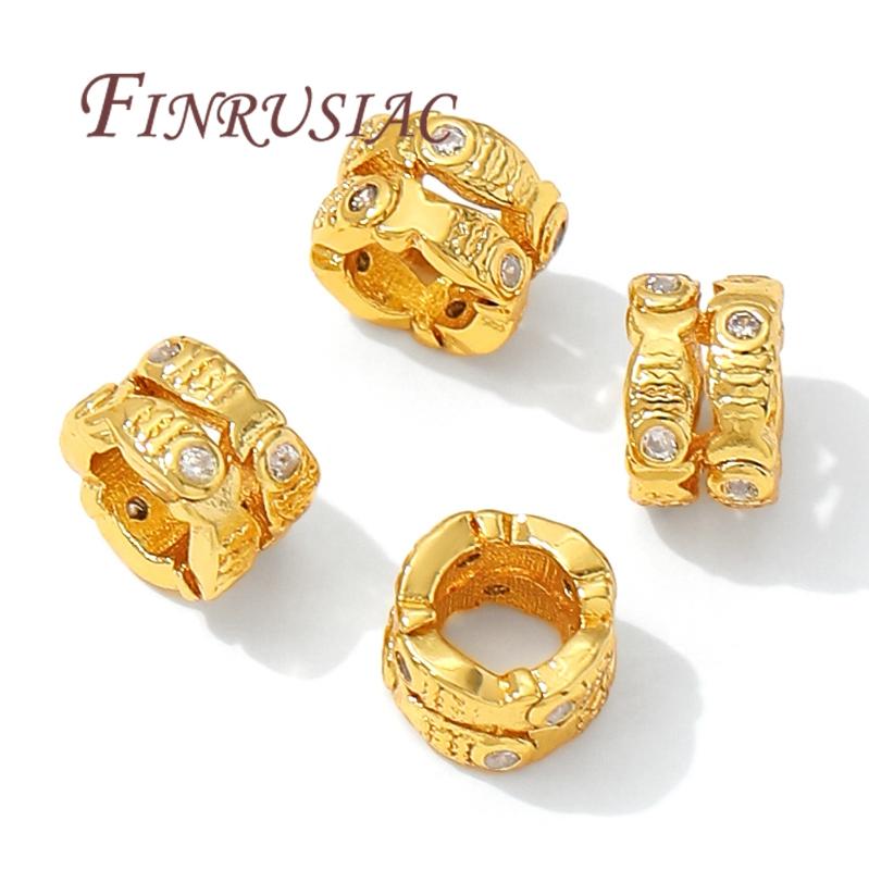 18K Gold Plated Brass with Zircon Spacer Beads For Jewelry Making,Bracelets Bead,Separators For Beads,DIY Beading Accessories