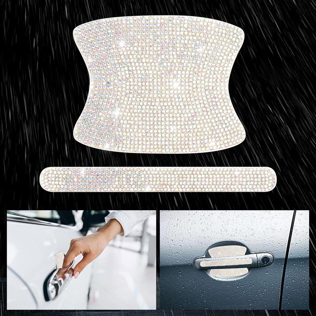 8PCS Bling Car Door Handle Protector Kit,Rhinestone Car Door Handle Scratch Protector for Car Decor,Car Handle Cover Car Stickers Bling Car