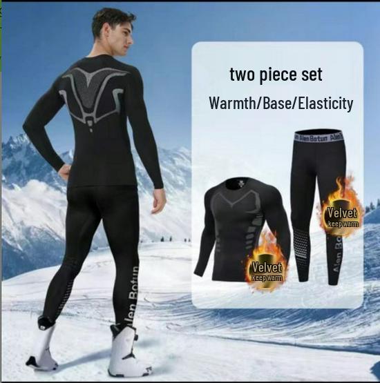 Men's Thermal Fleece Base Layer Set - Winter Velvet Running Sportswear