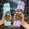 1PC Gold Metallic Lips Graphic,750ml Color Plastic Sports Water Bottle,Leakproof Flip Straw Lid,Suitable for Sports Office Home Use
