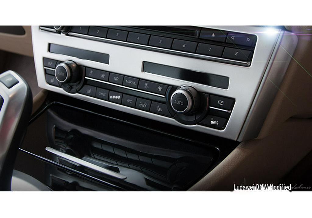 BMW 5 Series GT Interior Modification: Center Console Vent & Window Lift Handle Bright Strip Stickers for 528 535i.