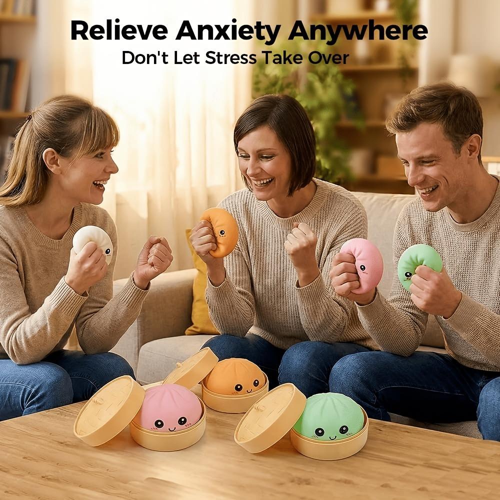 1PC Squishy Dumpling Stress Ball, Bun Shape Hand Relaxation Toy, Party Favor Gift for Halloween Christmas