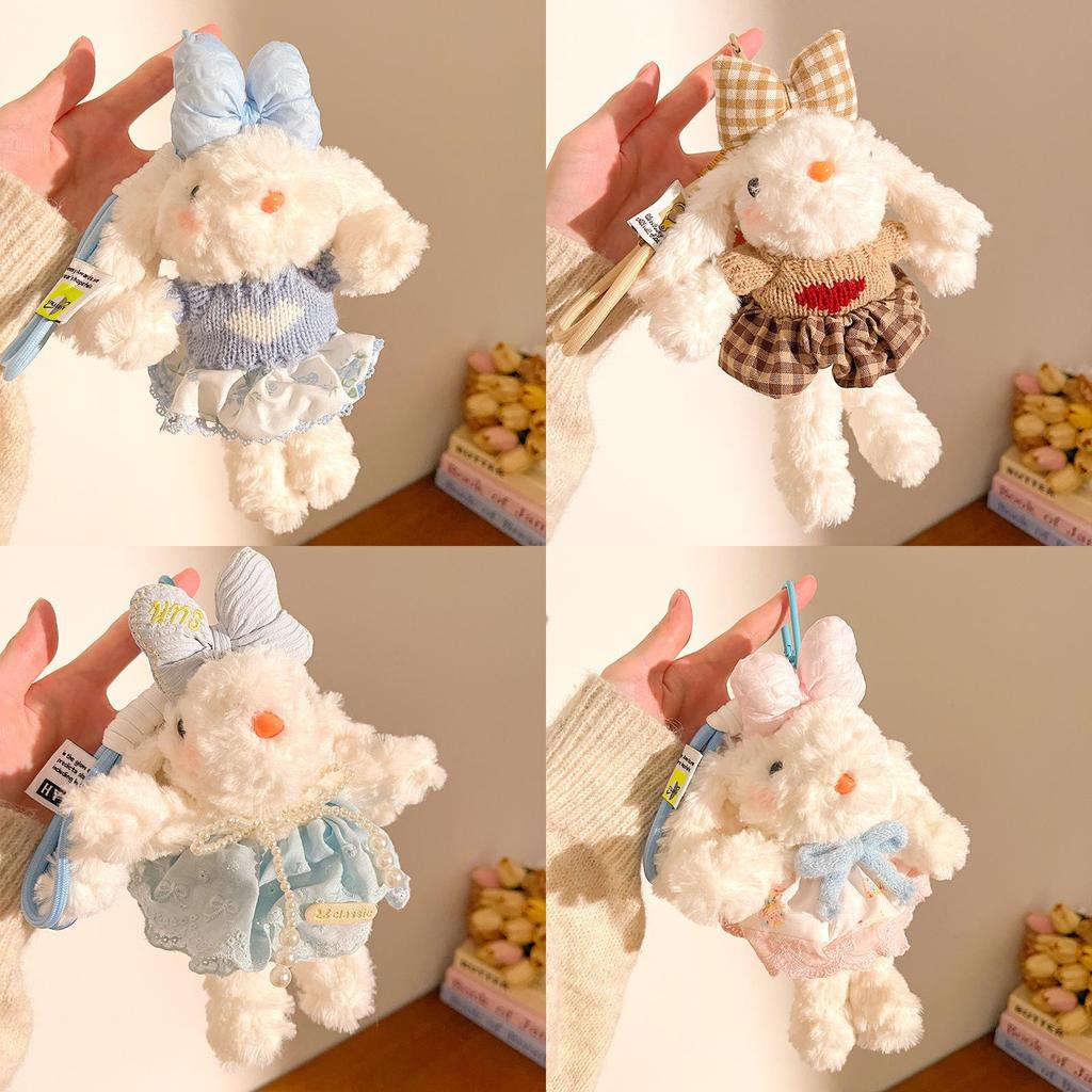 Princess Style Cartoon Bunny Plush Toy With Keychain For Girls Gift And Bag Decor