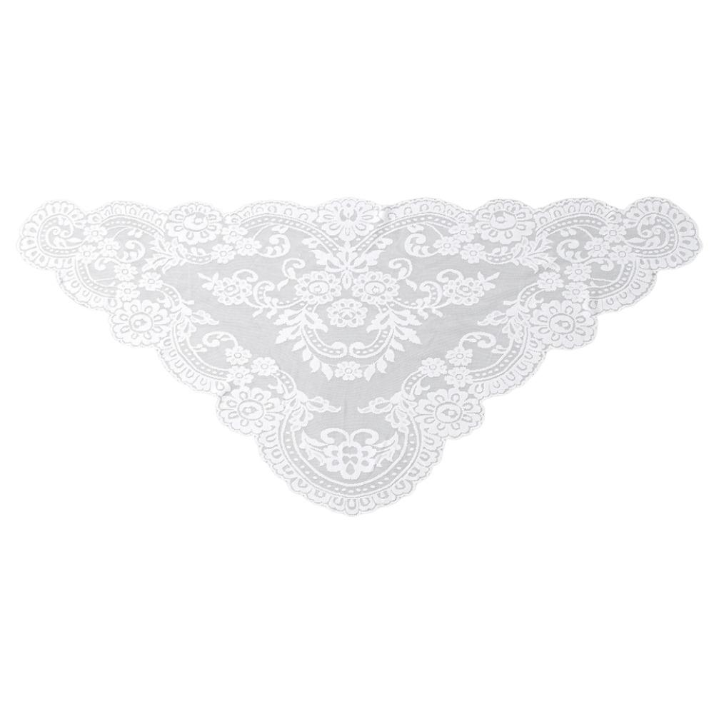 Elegant Head Covering Scarf Shawl Vintage Embroidered Flower Scarf Lace Triangle Scarf  Bridal белый